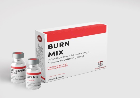 Burn Mix (AOD9604 3 mg, Adipotide 1 mg, 5-amino-1MQ-(NNMTi) 10 мг) 14 мг / 1 vial + bacteriostatic water 3 ml